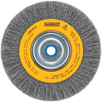 DEWALT DW4904 Wire Wheel Brush, 6 in Dia, 5/8 to 1/2 in Arbor/Shank, 0.014 in Dia Bristle, Carbon Steel Bristle