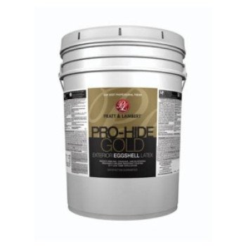 Pratt & Lambert Pro-Hide Gold Z8500 0000Z8591-20 Exterior Paint, Eggshell, Base 1/White, 5 gal