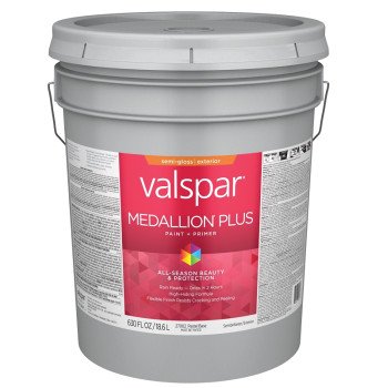 Valspar Medallion Plus 2600 028.0027002.008 Latex Paint, Acrylic Base, Semi-Gloss Sheen, Pastel Base, 5 gal