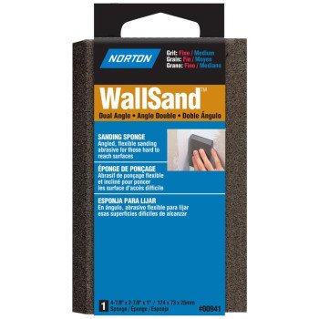 Norton WallSand 00941 Sanding Sponge, 4-7/8 in L, 2-7/8 in W, Fine, Medium