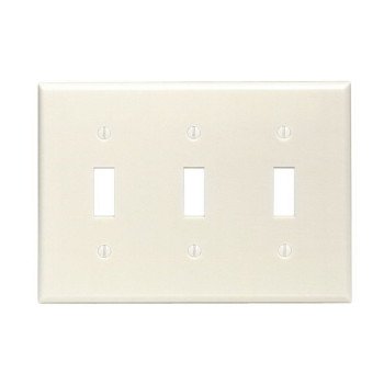 Leviton 001-86011-000 Wallplate, 4-1/2 in L, 2-3/4 in W, 3 -Gang, Thermoset, Ivory, Smooth