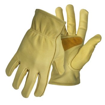 Boss 60393X Gloves with Palm Patch, 3XL, Keystone Thumb, Elastic Cuff, Cowhide Leather, Tan