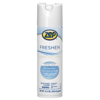 Zep 1050017 Freshen Disinfectant Spray, 15.5 oz Aerosol Can, Characteristic, Clear/Light Yellow