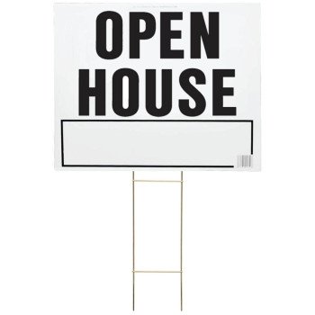 Hy-Ko LOH-3 Lawn Sign, OPEN HOUSE, Black Legend, Plastic, 24 in W x 19 in H Dimensions