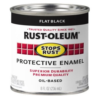 RUST-OLEUM 353494 Rust-Preventative Paint, Oil Base, Flat Sheen, Black, 8 oz, 80 to 175 sq-ft Coverage Area