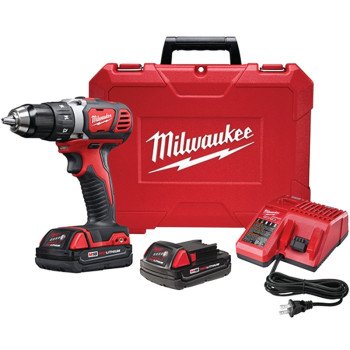 Milwaukee 2606-22CT Drill/Driver Kit, Battery Included, 18 V, 1.5, 3 Ah, 1/2 in Chuck, Keyless Chuck