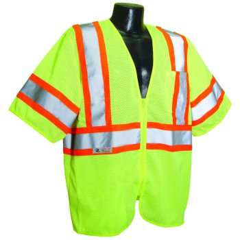 Radians SV22-3ZGM-2X Economical Safety Vest, 2XL, Polyester, Green/Silver, Zipper