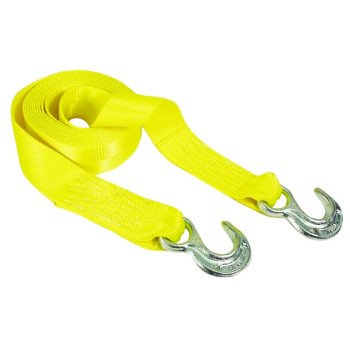 Keeper 89815 Tow Strap, 12,000 lb Rope, 5000 lb Vehicle, 2 in W, 15 ft L, Hook End, Polyester, Yellow