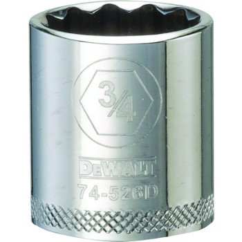 DEWALT DWMT74526OSP Hand Socket, 3/4 in Socket, 3/8 in Drive, 12-Point, Vanadium Steel, Polished Chrome