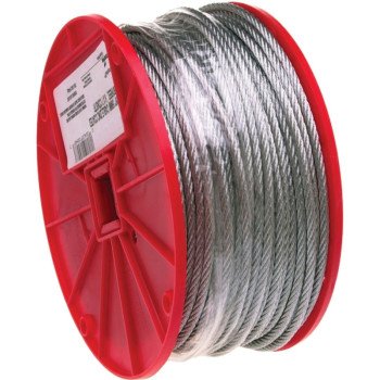 Campbell 7000927 Aircraft Cable, 5/16 in Dia, 200 ft L, 1960 lb Working Load, Galvanized Steel