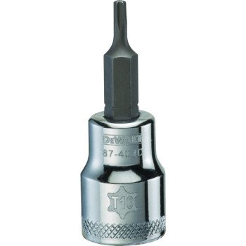 DEWALT DWMT87404OSP Torx Bit Socket, T10 Tip, 3/8 in Drive, Polished Chrome Vanadium