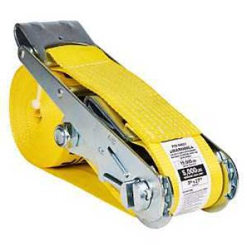 Keeper 04637 Tie-Down Strap, 3 in W, 27 ft L, Yellow, 5000 lb Working Load, Flat Hook End