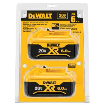 DEWALT DCB206-2 Battery Pack, 20 V Battery, 6 Ah, 1 hr Charging