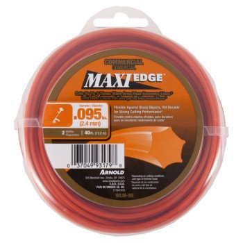 Arnold Maxi Edge Series WLM-95 Trimmer Line, 0.095 in Dia, 40 ft L, Polymer, Red