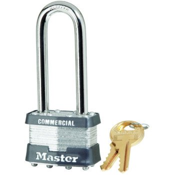 Master Lock 1KALJ 2729 Padlock, Keyed Alike Key, 5/16 in Dia Shackle, 2-1/2 in H Shackle, Nickel Hardened Steel Shackle