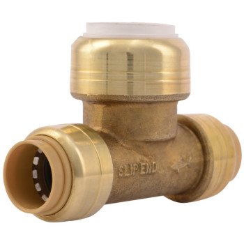 SharkBite UIP363A Transition Pipe Tee, 1/2 in, Push-to-Connect, DZR Brass, 200 psi Pressure