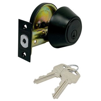 ProSource DLX91-SP5V24 Deadbolt, 3 Grade, Brass Key , Metal, Matte Black, 2-3/8, 2-3/4 in Backset, KW1 Keyway