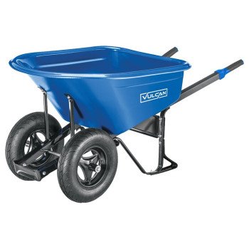 Vulcan PH7-S-2W-OR Wheelbarrow, 7 cu-ft Volume, High-Density Polyethylene, 2-Wheel, Pneumatic Wheel, 16 in Wheel