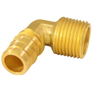 Apollo EPXME1212 Pipe Elbow, 1/2 in, Barb x MNPT, 90 deg Angle, Brass, 200 psi Pressure