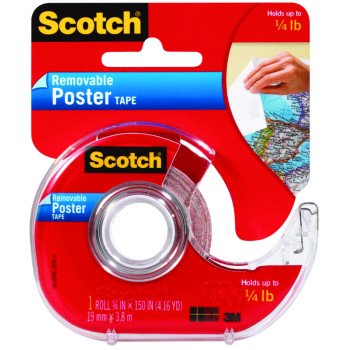 Scotch 109 Poster Tape, 150 in L, 3/4 in W, Clear