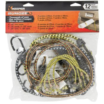 Keeper 06313 Bungee Cord, Rubber, Hook End