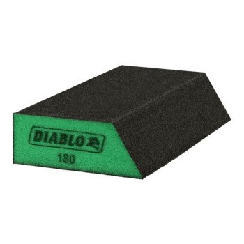 Diablo DFBLANGSFN01G Sanding Sponge, Black/Green, 5 in L, 3 in W, Ultra Fine, Aluminum Oxide Abrasive