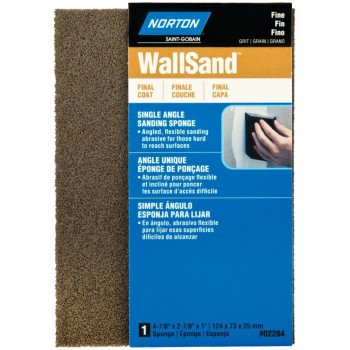 Norton WallSand 02284 Sanding Sponge, 4-7/8 in L, 2-7/8 in W, Fine