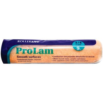 RollerLite ProLam 9KL025 Roller Cover, 1/4 in Thick Nap, 9 in L, Acrylic/Lambswool/Polyester Cover, Orange