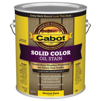 Cabot 140.0001606.007 Solid Stain, Opaque, Neutral Base, Liquid, 1 gal