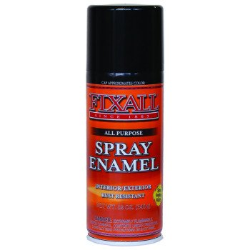 FixALL F1302 Enamel Spray Paint, Gloss, Black, 12 oz, Aerosol Can