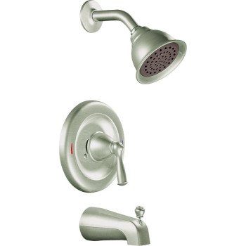 Moen Banbury Series 82910SRN Tub and Shower Faucet, Standard Showerhead, 1.75 gpm Showerhead, 1 Spray Settings, Metal