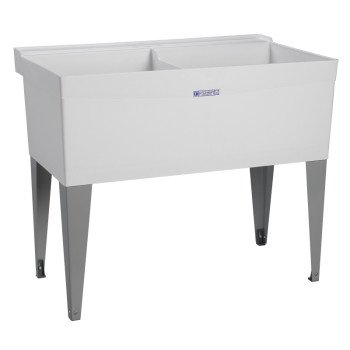 ELM UTILATUB Series 27F Laundry Tub, 38 gal Capacity, 2-Deck Hole, 40 in OAW, 34 in OAD, 24 in OAH, Thermoplastic