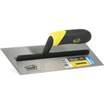 M-D 20061 Tile Installation Trowel, 11 in L, 4-1/2 in W, Flat V Notch, Comfort Grip Handle