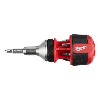 Milwaukee 48-22-2330 Ratcheting Multi-Bit Driver, 1/4 in Drive, Hex Drive, 4.55 in OAL, Plastic Handle, Magnetic