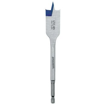 Irwin 88815 Spade Drill Bit, 15/16 in Dia, 6 in OAL, Flat Flute, 1/4 in Dia Shank, Hex Shank