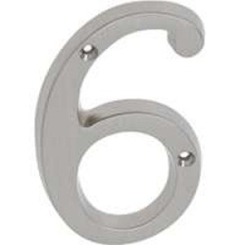 Schlage SC2-3066-619 House Number, Character: 6, 4 in H Character, Nickel Character, Solid Brass