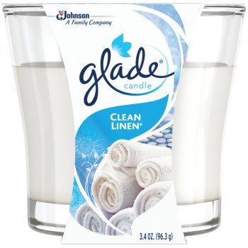 Glade 76958 Air Freshener Candle, 3.4 oz Jar, Clean Linen