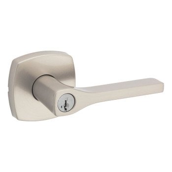 Weiser Prague 9GLA5350-181 Entry Door Handle, Lever Handle, Satin Nickel, Zinc, KW1, SC1 Keyway, Residential