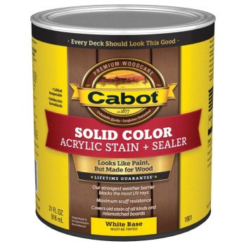 Cabot 140.0001801.005 Decking Stain, Low-Lustre, White, Liquid, 1 qt