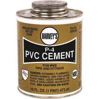 Harvey 18120-12 Solvent Cement, 16 oz Can, Liquid, Clear