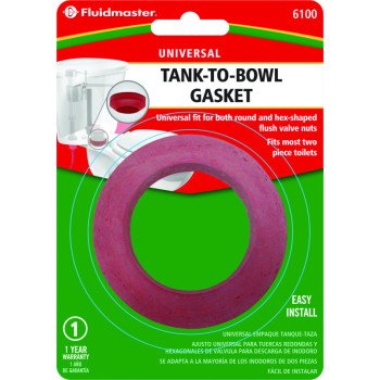 Fluidmaster 6100 Tank-to-Bowl Gasket, Sponge Rubber, For: Closed Coupled Toilets, Round and Hex Shaped Flush Valve Nuts