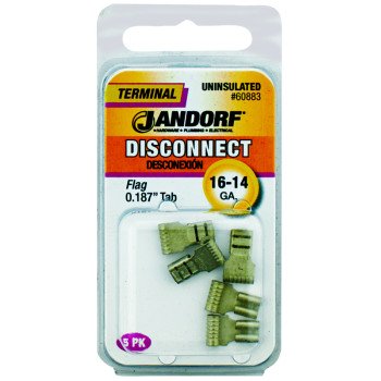 Jandorf 60883 Disconnect Terminal, 16 to 14 AWG Wire, Copper Contact, 5/PK