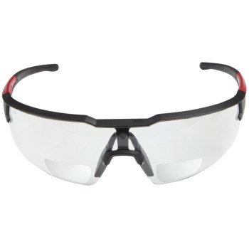 Milwaukee 48-73-2202 Safety Glasses, Unisex, Anti-Scratch Lens, Polycarbonate Lens, Plastic Frame, Black/Red Frame