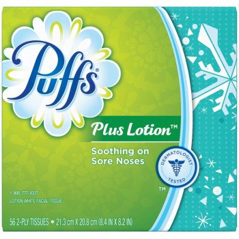 Puffs 34864 Facial Tissue, 8.4 in L, 8.2 in W, 2-Ply, Paper