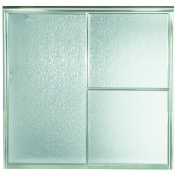 Sterling 5900 Series 5906-59S Bath Door, Deluxe Frame, Aluminum Frame, Rain Glass, Tempered Glass, Sliding Door