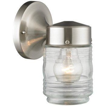 Boston Harbor 4402H-BN Outdoor Wall Lantern, 120 V, 60 W, A19 or CFL Lamp, Steel Fixture, Brushed Nickel