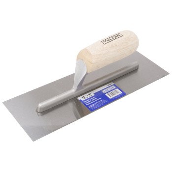 Vulcan 16212 Cement Trowel, 12 in L Blade, 4 in W Blade, Right Angle End, Ergonomic Handle, Wood Handle