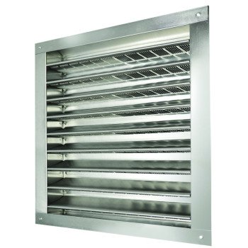 Master Flow DA1212 Dual Louver, 14-3/4 in L, 14-1/2 in W, Aluminum, White, Mill