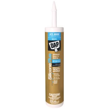 DAP Silicone Plus 73350 Window and Door Sealant, White, 40 to 120 deg F, 319 mL Cartridge