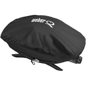 Weber 7111 Premium Grill Cover, 18.9 in W, 32.3 in D, 12.6 in H, Polyester, Black